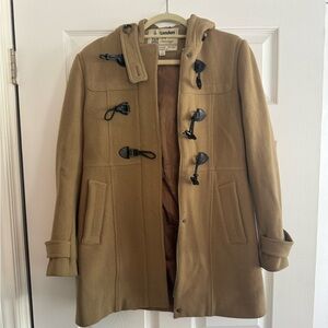 London Fog Wool Coat with Hood - Tan